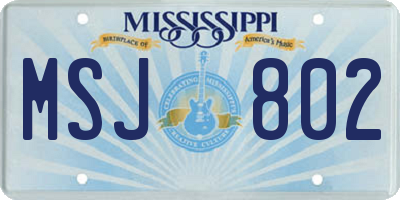 MS license plate MSJ802