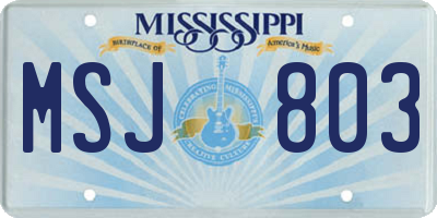 MS license plate MSJ803