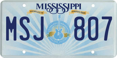 MS license plate MSJ807