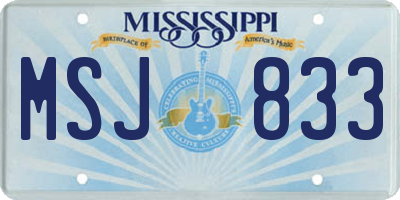 MS license plate MSJ833