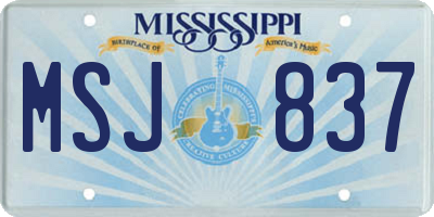 MS license plate MSJ837