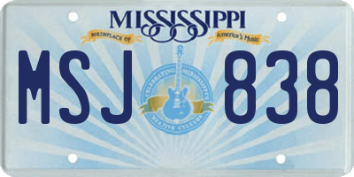 MS license plate MSJ838