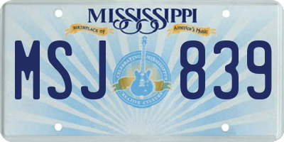 MS license plate MSJ839