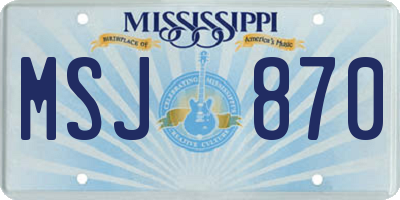 MS license plate MSJ870