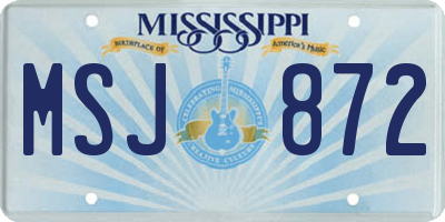 MS license plate MSJ872