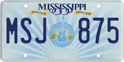 MS license plate MSJ875