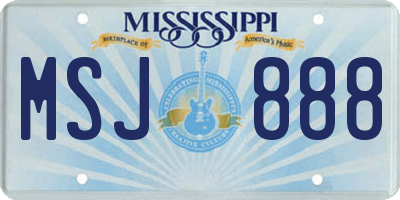 MS license plate MSJ888