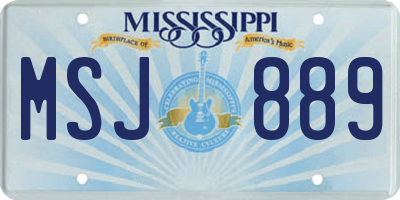 MS license plate MSJ889