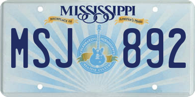 MS license plate MSJ892