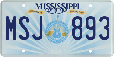 MS license plate MSJ893
