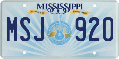 MS license plate MSJ920