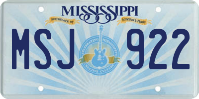 MS license plate MSJ922