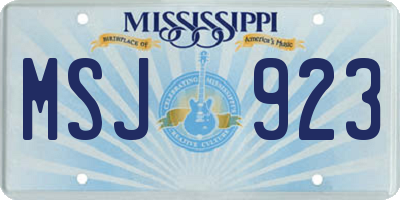 MS license plate MSJ923