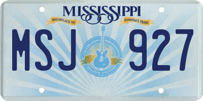 MS license plate MSJ927