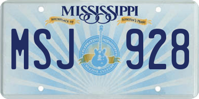 MS license plate MSJ928