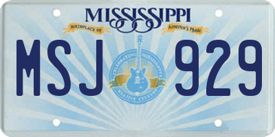 MS license plate MSJ929