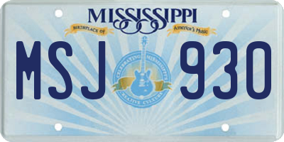 MS license plate MSJ930