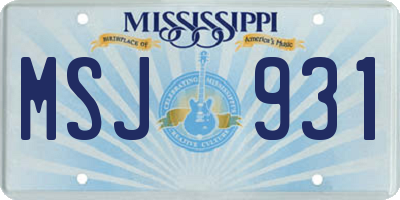MS license plate MSJ931