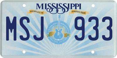 MS license plate MSJ933
