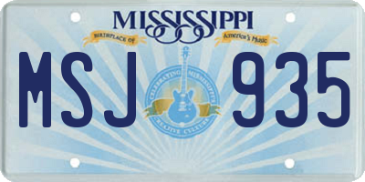 MS license plate MSJ935