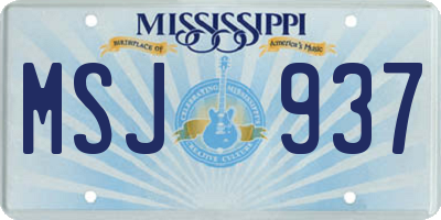 MS license plate MSJ937