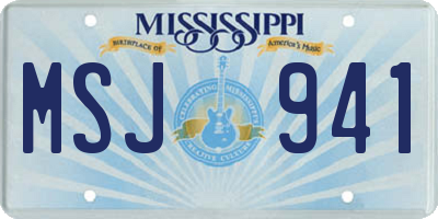 MS license plate MSJ941