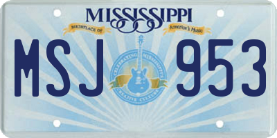 MS license plate MSJ953