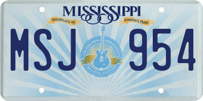 MS license plate MSJ954
