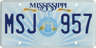 MS license plate MSJ957