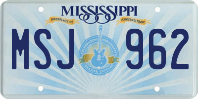 MS license plate MSJ962