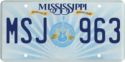 MS license plate MSJ963