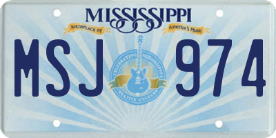MS license plate MSJ974