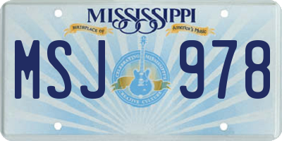 MS license plate MSJ978
