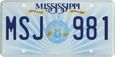 MS license plate MSJ981