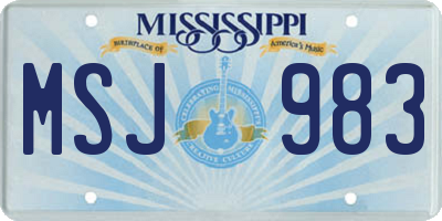 MS license plate MSJ983