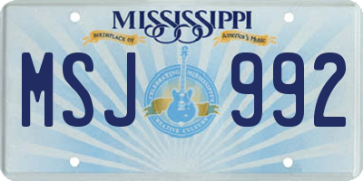 MS license plate MSJ992