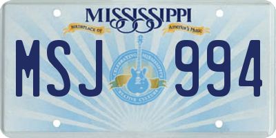 MS license plate MSJ994