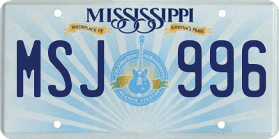 MS license plate MSJ996