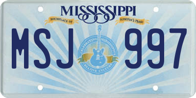 MS license plate MSJ997