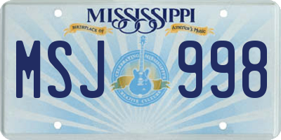 MS license plate MSJ998