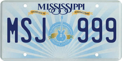 MS license plate MSJ999