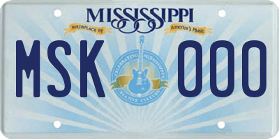 MS license plate MSK000