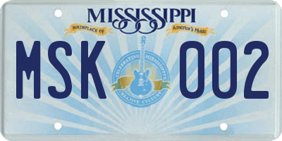 MS license plate MSK002