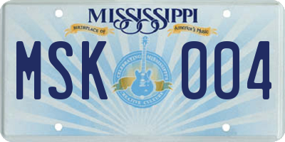 MS license plate MSK004