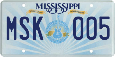 MS license plate MSK005