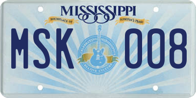 MS license plate MSK008