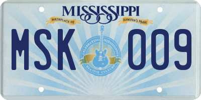 MS license plate MSK009