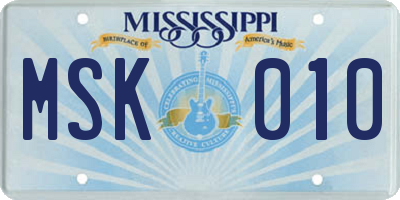 MS license plate MSK010