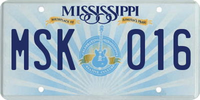 MS license plate MSK016
