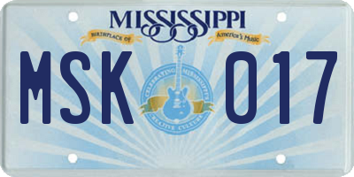 MS license plate MSK017